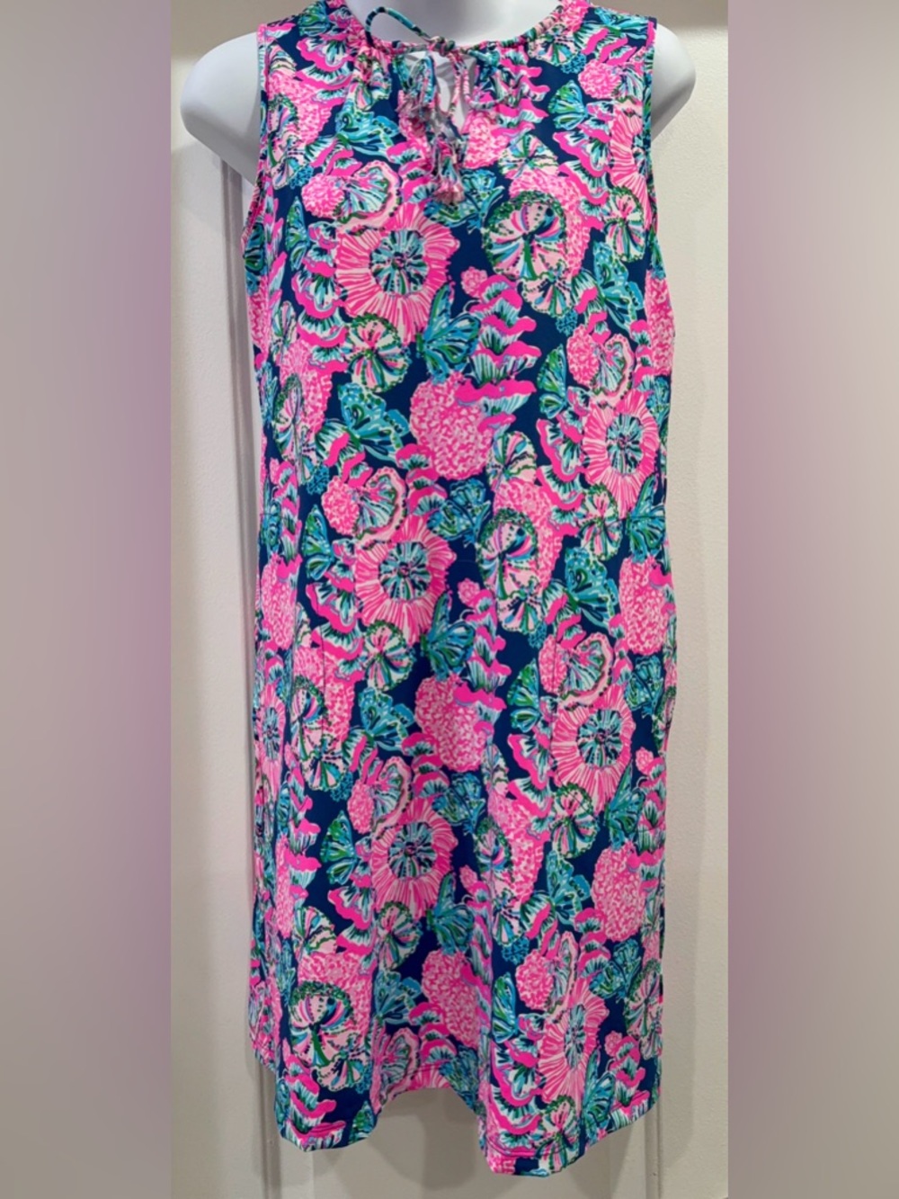 Lilly Pulitzer Johana Dress In Oyster Bay Navy Shroom Size XS Tropical